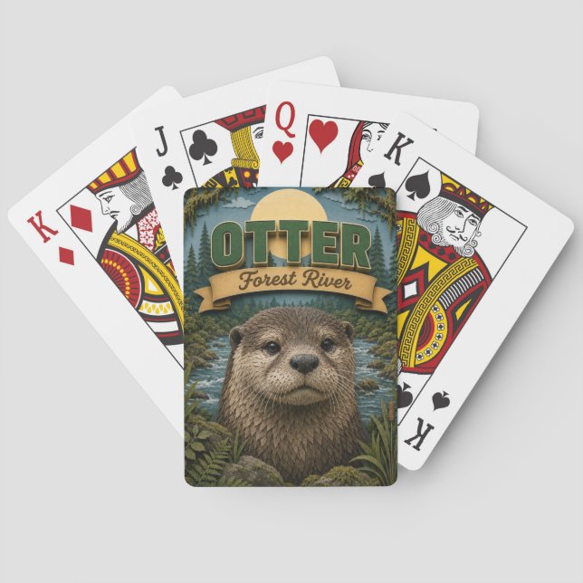 Otter Forest Fluss POPCUT Spielkarten (Rückseite)