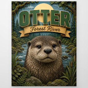 Otter Forest River Popcut Postkarte