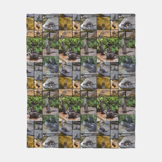 Otter Foto Collage Medium Fleece Blanket (Vorderseite)