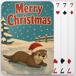 Otter Frozen Yard Animal Weihnachten Spielkarten