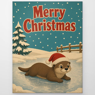 Otter Gefrorener Hof Tier Weihnachten Postkarte