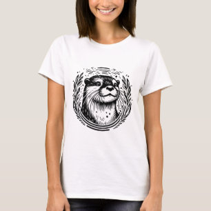 Otter Gesicht botanische Illustration T-Shirt