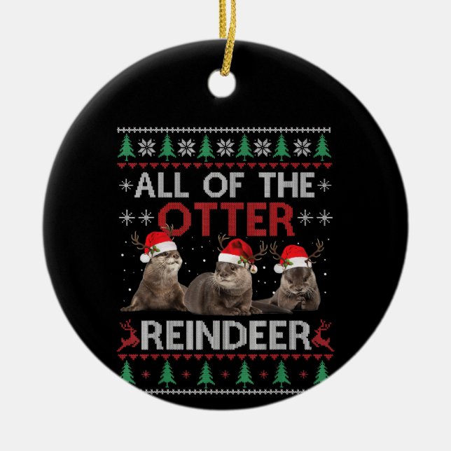 Otter Gift | Die Weihnachtszeit des Reinhirsches Keramik Ornament (Vorne)