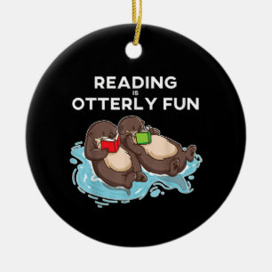 Otter Gift   Sea Otter Book Reading Gift Bookwürme Keramik Ornament