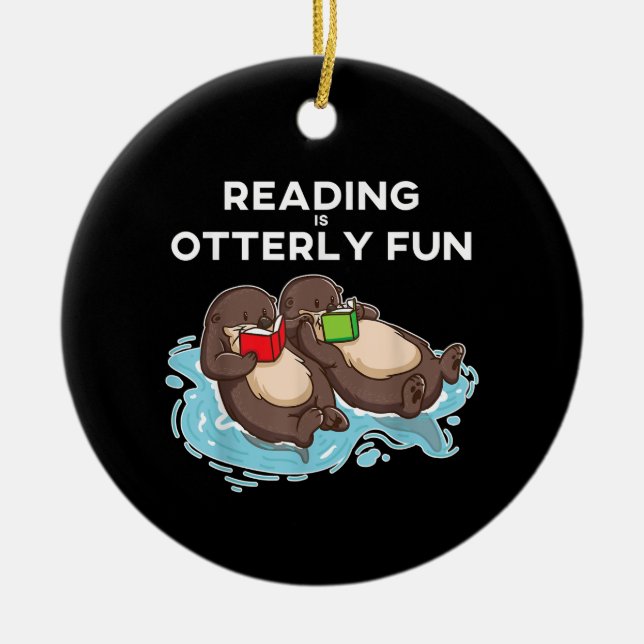Otter Gift | Sea Otter Book Reading Gift Bookwürme Keramik Ornament (Vorne)