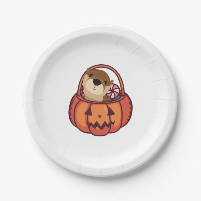 Otter Halloween Pappteller (Vorderseite)