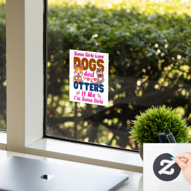 Otter Hund einige Mädchen Liebe Hunde und Fensteraufkleber (Büro)