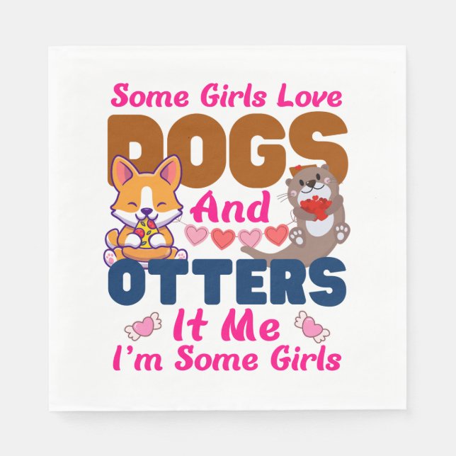 Otter Hund einige Mädchen Liebe Hunde und Serviette (Vorderseite)