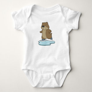 Otter Ice Skaten Ice Skate Baby Strampler