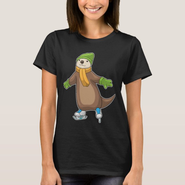 Otter Ice Skaten Ice Skate T-Shirt (Vorderseite)