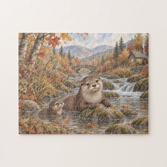 Otter im Herbststrom (Horizontal)
