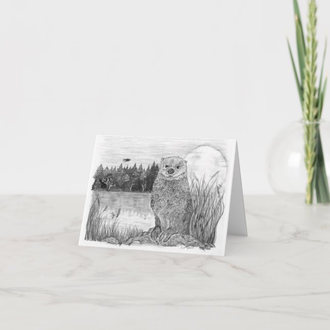 Otter im Mondlicht Karte (Vorderseite)