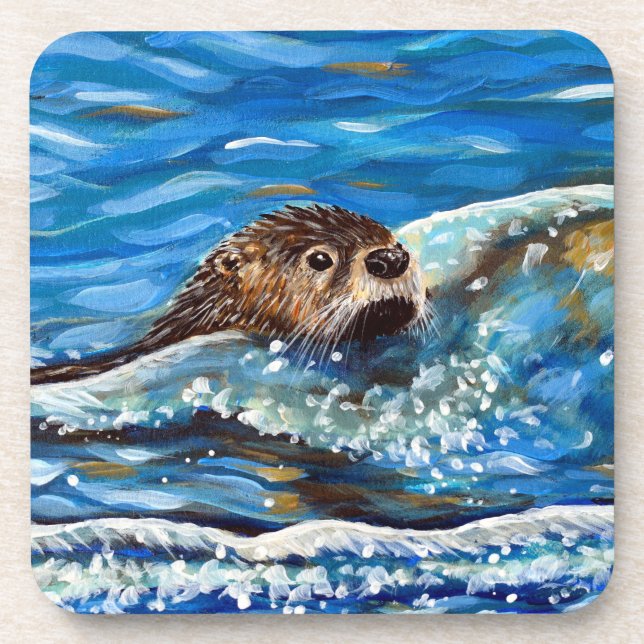 Otter in der Meeresmalerei Getränkeuntersetzer (Vorderseite)
