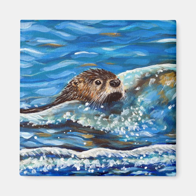 Otter in der Meeresmalerei Magnet (Vorne)