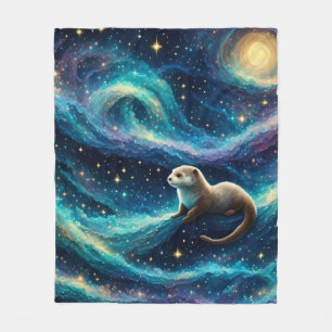 Otter in der Sternennacht Fleecedecke