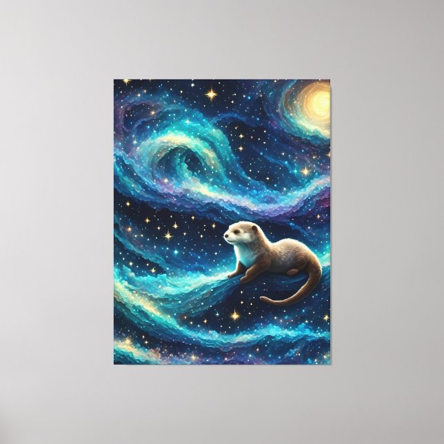 Otter in der Sternennacht Leinwanddruck (Vorderseite)