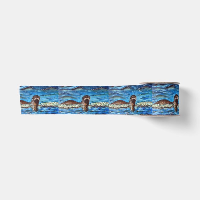 Otter in the Waves Keychain Satinband (Vorderseite)