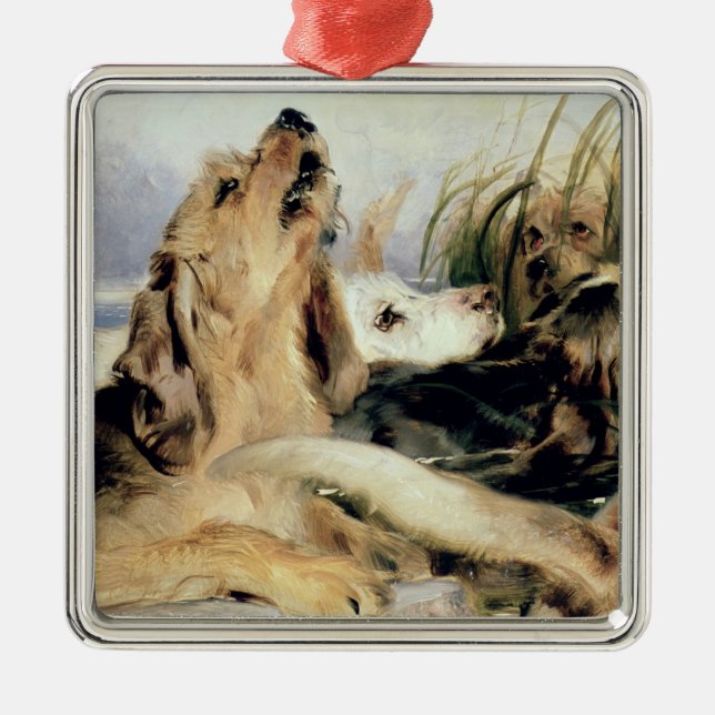 Otter-Jagdhunde Silbernes Ornament (Vorne)