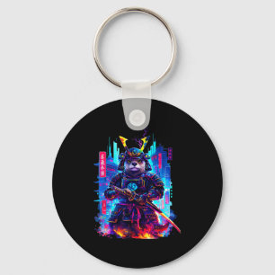 Otter Katana Cyberpunk Neon Samurai japanische Kun Schlüsselanhänger