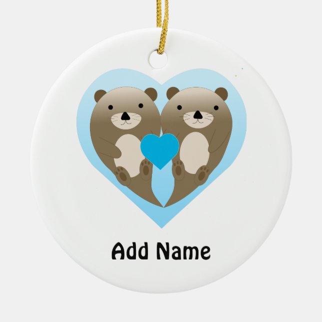 Otter-Liebe Keramik Ornament (Vorne)