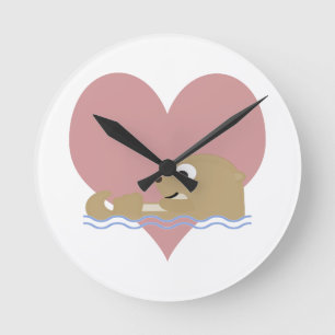 Otter-Liebe Runde Wanduhr