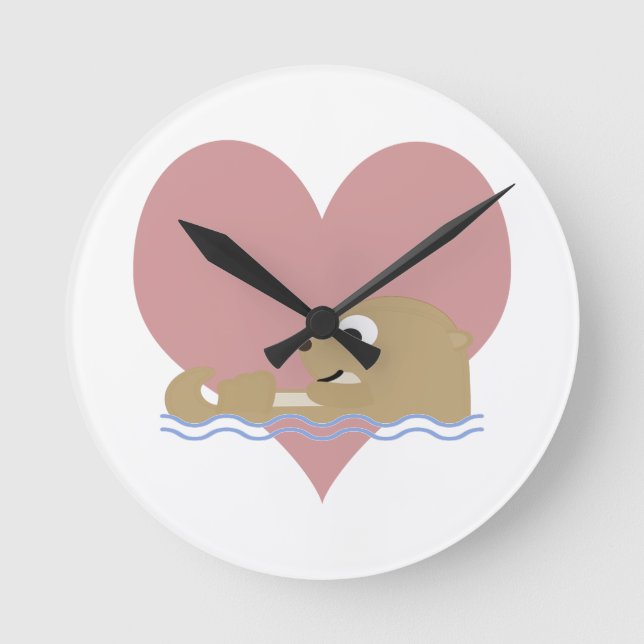 Otter-Liebe Runde Wanduhr (Vorderseite)