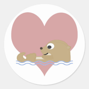 Otter-Liebe Runder Aufkleber