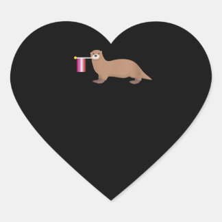 Otter Lovers | Niedlicher Regenbogen unter Lesben Herz-Aufkleber