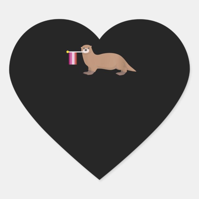 Otter Lovers | Niedlicher Regenbogen unter Lesben Herz-Aufkleber (Vorderseite)