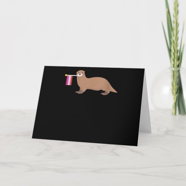 Otter Lovers | Niedlicher Regenbogen unter Lesben Karte (Vorderseite)