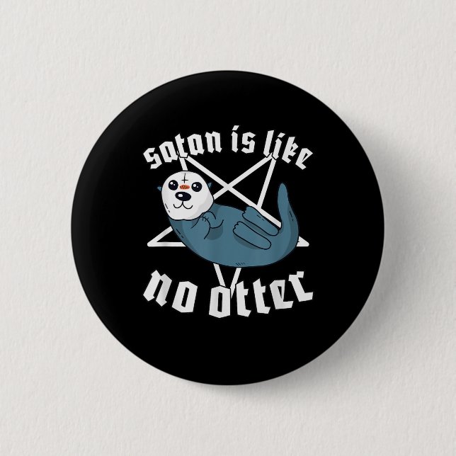 Otter Lovers | Satanic Pentagram Satan Otter Gesch Button (Vorderseite)