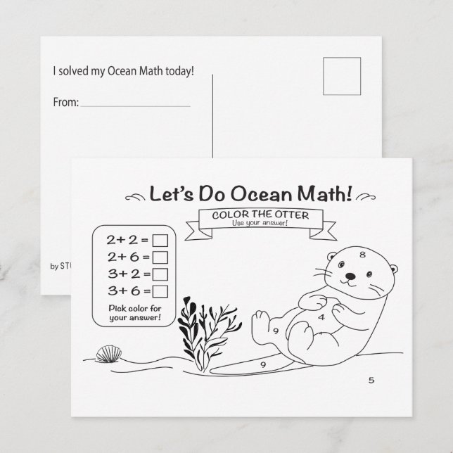 Otter Math Coloring Postcard Postkarte (Vorne/Hinten)