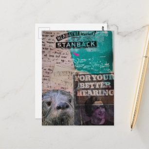 Otter mit altmodischer Kopfschmerzen und Hör-Anzei Postkarte