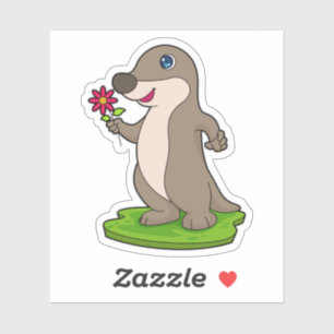 Otter mit Blume Aufkleber