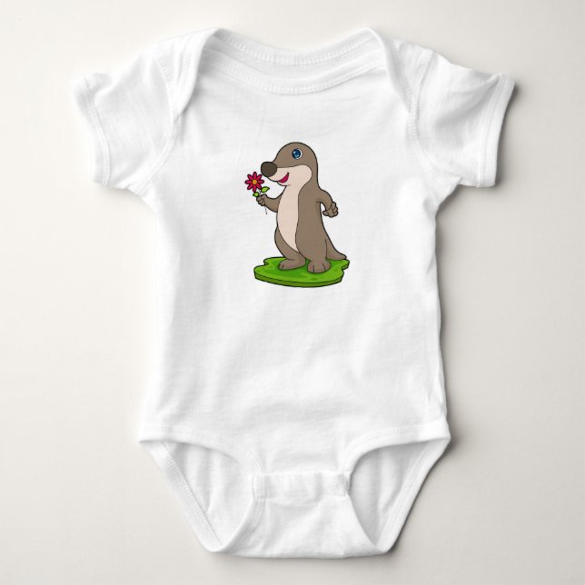 Otter mit Blume Baby Strampler (Vorderseite)