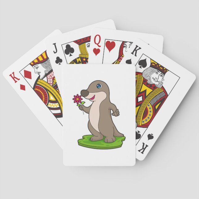 Otter mit Blume Spielkarten (Rückseite)