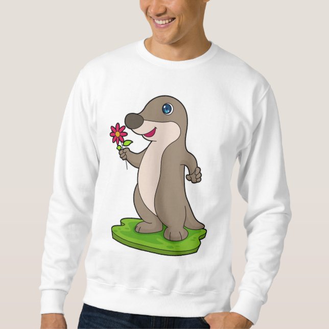Otter mit Blume Sweatshirt (Vorderseite)