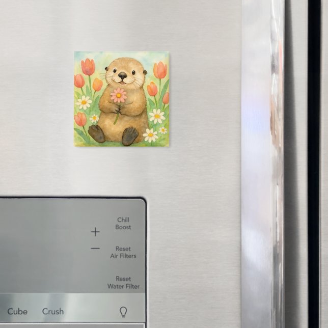 Otter mit Frühlingsblüten Magnet (In Situ (Kühlschrank))