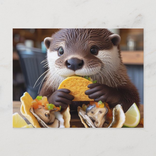 Otter mit Osyster Tacos Postkarte (Vorderseite)