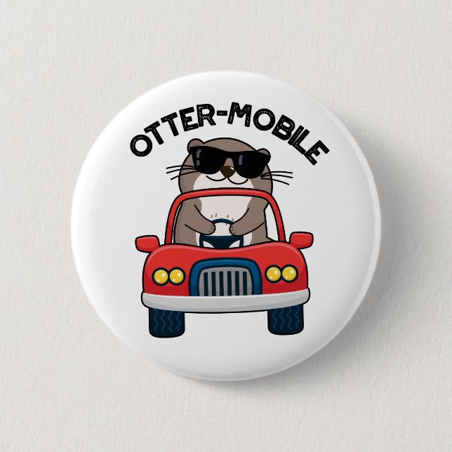 Otter-mobile Funny Animal Car Pun  Button (Vorderseite)