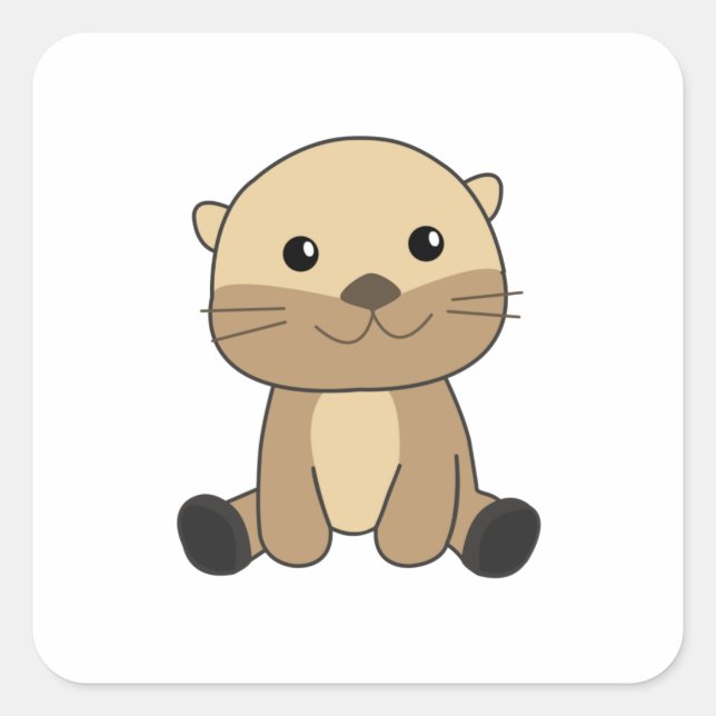 Otter Niedlicher Tiere Süße Tier für Kinder Quadratischer Aufkleber (Vorderseite)