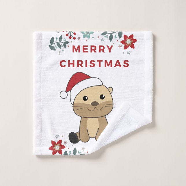 Otter Noël Neige Animaux d'hiver Otter (Gant de toilette)