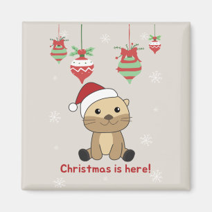 Otter Noël Neige Animaux d'hiver Otter Magnet