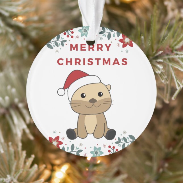 Otter Noël Neige Animaux d'hiver Otter Ornament (Arbre)