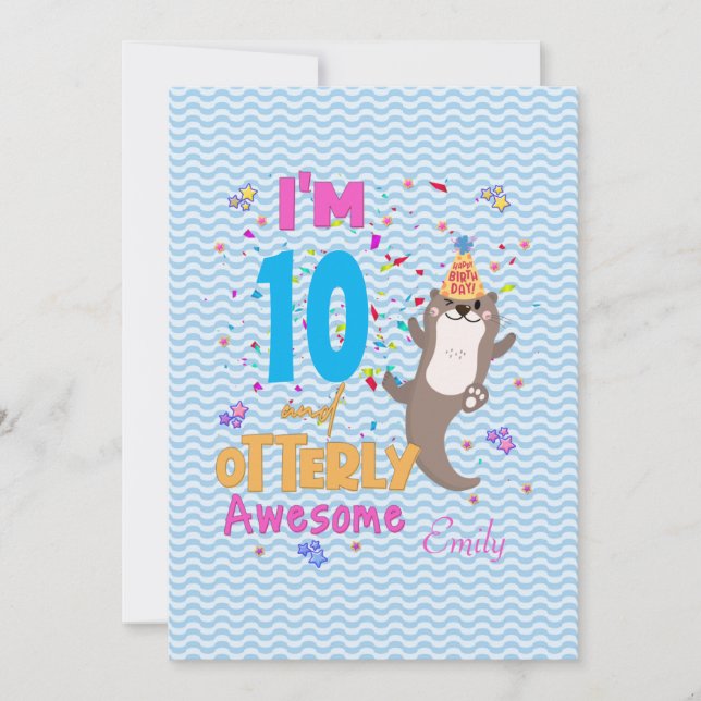 Otter Otterly Phantastisch Birthday Girl  Einladung (Vorderseite)