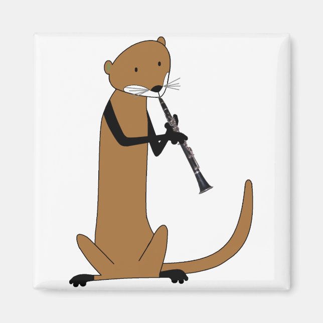 Otter Playing die Klarinette Magnet (Vorne)
