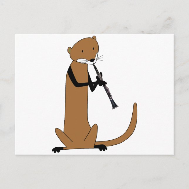 Otter Playing die Klarinette Postkarte (Vorderseite)