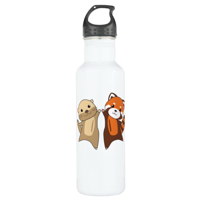 Otter Red Panda süße Tiere für Kinder Edelstahlflasche (Vorderseite)