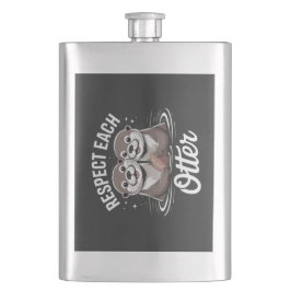 Otter Respect Each Other Funny Flachmann