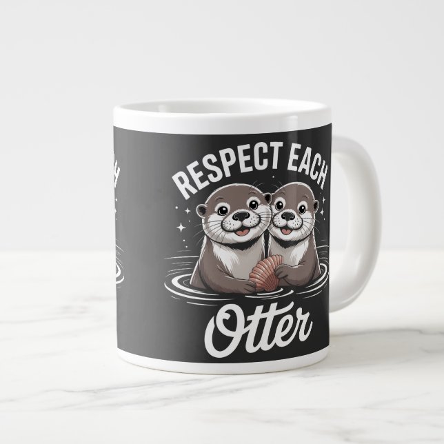Otter Respect Each Other Funny Jumbo-Tasse (Vorderseite Rechts)